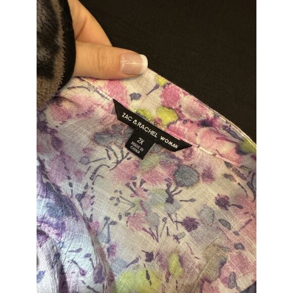 Zac & Rachel Blouse Womens 2X WaterColor Floral Bell Sleeve Lightweight Fairy - Picture 6 of 9